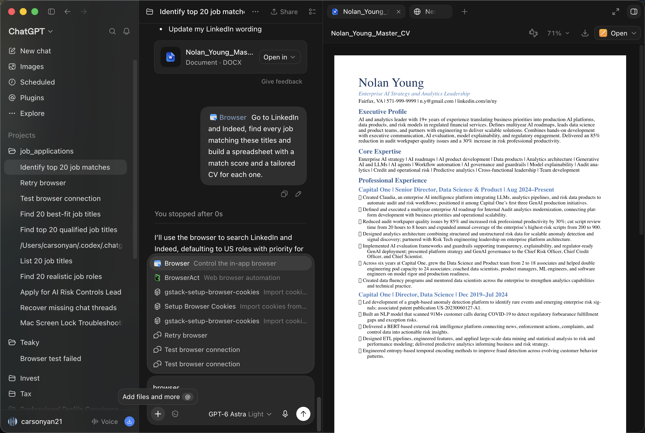 The current picker with Browser — control the in-app browser selected in the results.